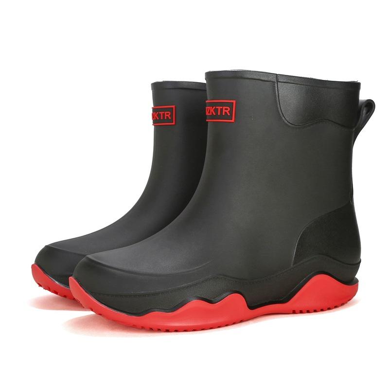 Мужские и женские резиновые сапоги, уличные мотоциклетные водонепроницаемые ботинки средней высоты, резиновые ботинки на толстой подошве, легкие галоши