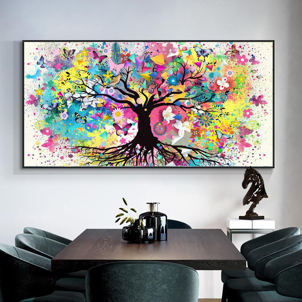 Abstract Watercolor Tree of Life Oil Painting Art Poster and Printmaking Gallery Wall Art Picture Home Decoration