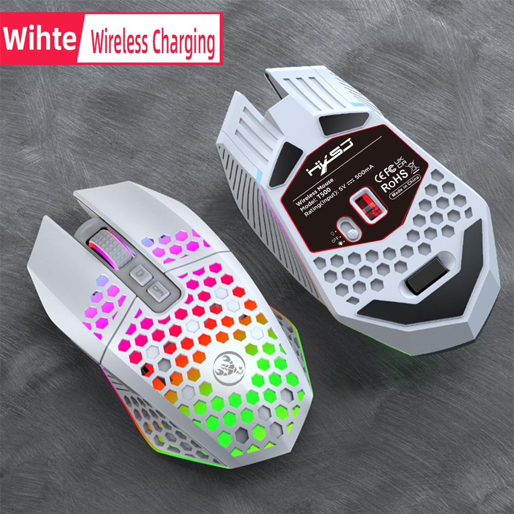 T500 2.4G Wireless Gaming Mouse 1600DPI Rechargeable Optical Silent Mouse With Rainbow Backlit 7 Buttons