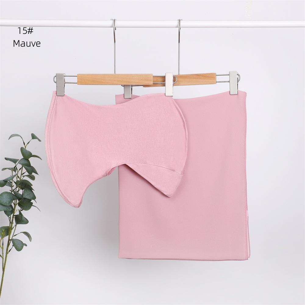 Elegant Elastic Instant Hijab Solid Color Chiffon Hijab Set Women's Modal Pullover Bandana Thin Breathable Soft Cozy Scarf