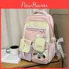 Blocked Sweet Color Letter Patter Student Backpack With Compartment Transparent
