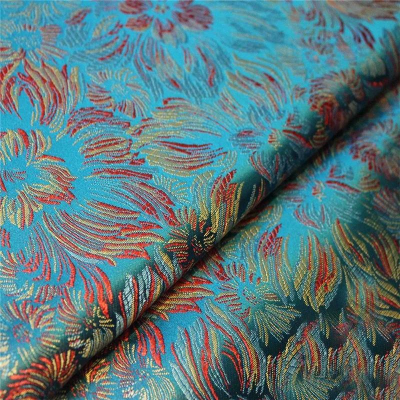 100*90 см Дамасский шелковый атлас Брокат Жаккардовая ткань Винтажная красочная цветочная для шитья пальто, штор, скатерти, дивана, юбки, одежды