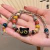 Stained Glass Cat Woven Rope Bracelet Ins Retro Style Niche High-end Personalized Bracelet Student Couple Decoration
