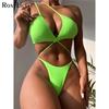3 Colors Asymmetric High Cut Bikini Female Swimsuit Women Swimwear Two-pieces Bikini Set Bather Bathing Suit Swim Lady