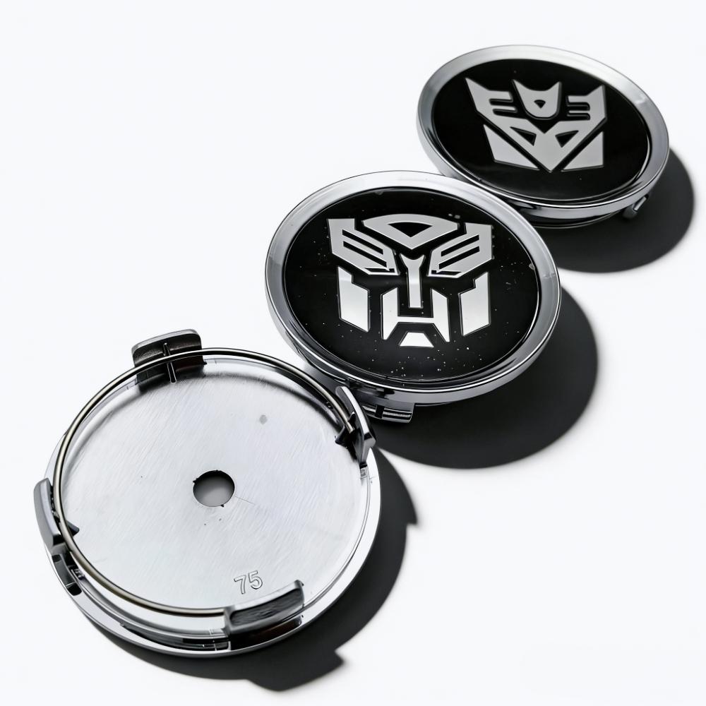 4pcs Transformers Logo Emblem Car Wheel Center Caps O.D 75MM 70MM Wheels Hub Cap Rim Hubcaps Dust Cover Replace Car Accessories