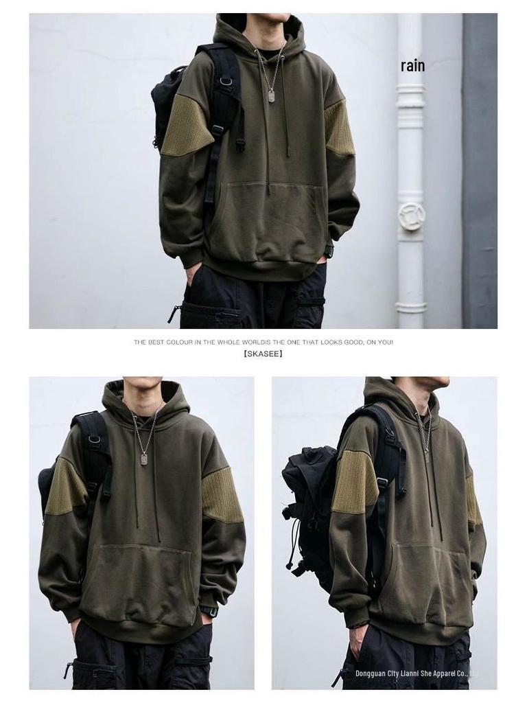 Men's Heavyweight Fleece-Lined Retro Hoodie for Autumn/Winter - Stylish, Loose-Fit, Versatile Pullover Jacket