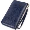 Convenient Clutch for Women Made of Genuine Leather with Crocodile Embossing CANPELLINI 21922 Blue