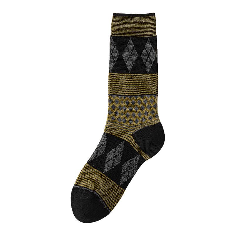 Women's Retro Argyle Mid-Calf Socks - Autumn/Winter Ethnic Style