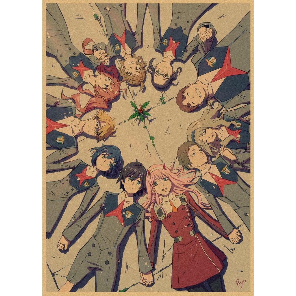 Национальная команда DARLING in the FRANXX Ретро Крафт Бумага Аниме Постер 261 для Декора Стен