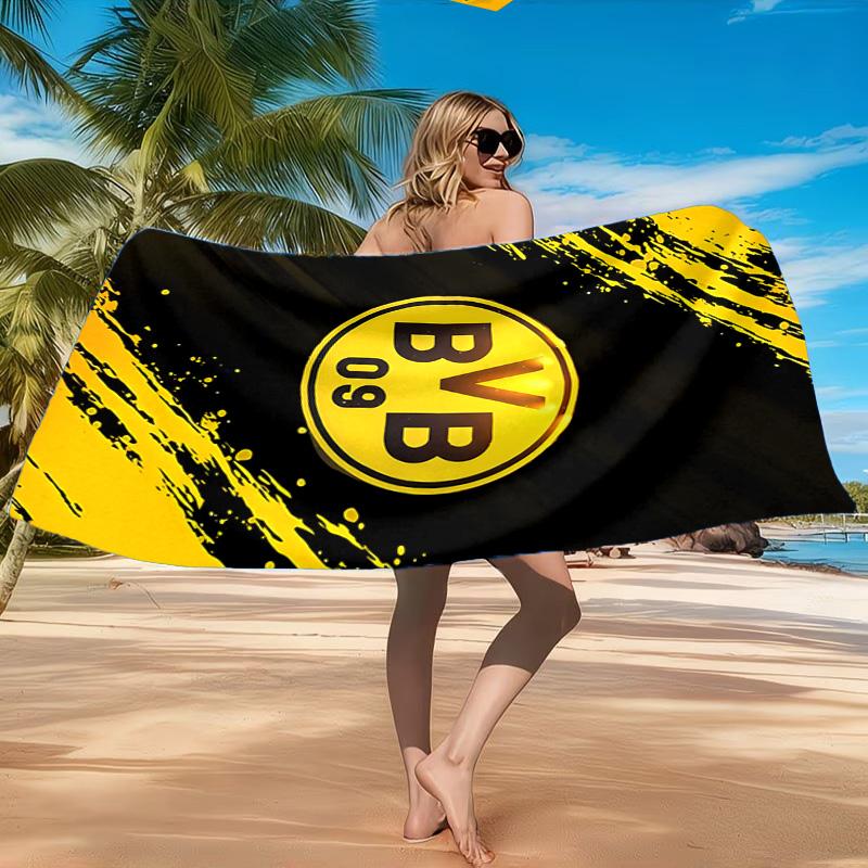 Пляжное полотенце из микрофибры с принтом дизайна футбольного мяча BVB, мягкое и впитывающее, быстросохнущее, идеально подходит для летних путешествий, незаменимо для пляжа, бассейна