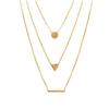 [R3950] - Gold Plated 'Boho' Necklace - 3 Rows - 40 and 45 and 50 Cm - Pattern 15x1 - 6x6 and 5 Mm