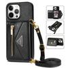 Zipper Phone Case with Card Slots & Photo Frame for iPhone Samsung 3 Fold Leather Wallet Case with Detachable Crossbody Strap