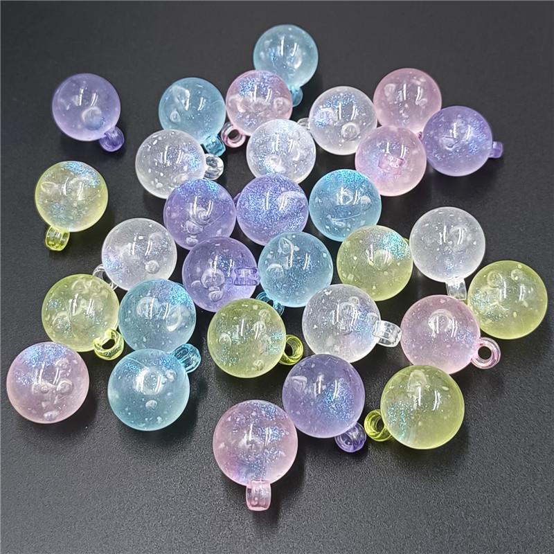 Beads Fine Shimmer Luminous Acrylic Materials DIY Accessories 10Pcs Handmade Round Creative Bubble Bracelet Necklace Making Pendant