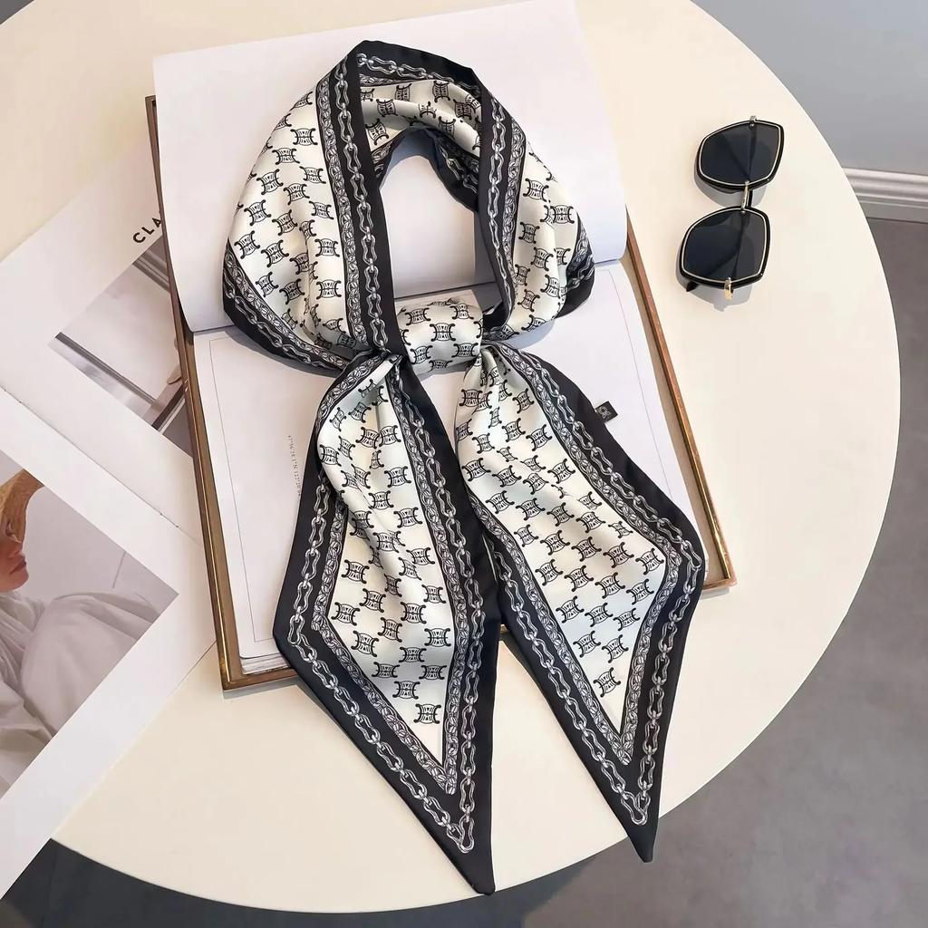 Luxury Design Zebra In Flowers Women Scarf Luxury Silk Scarf Fashion Hair Headband Foulard Skinny Bag Scarves Neckerchief Lady