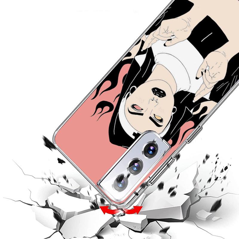 Розовый Череп Кошки Колдунья Ведьма Чехол для Телефона Для Samsung Galaxy S24 S25 Edge S26 Ultra S23 S22 S21 Plus S20 FE + Персонализированная Печать