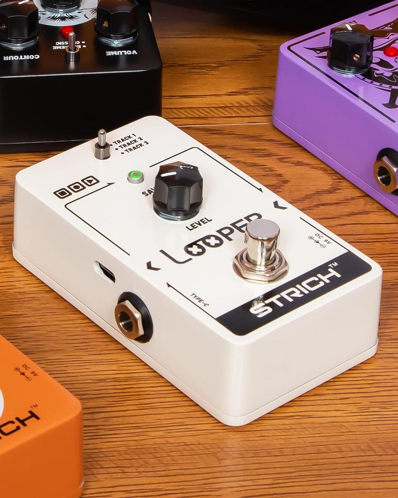 STRICH Looper Effect Pedal, 90 Minutes, Guitar Effects, 3 Loop Track Storage Slots, USB Audio Import/Export, True Bypass, Electric Guitar Effects