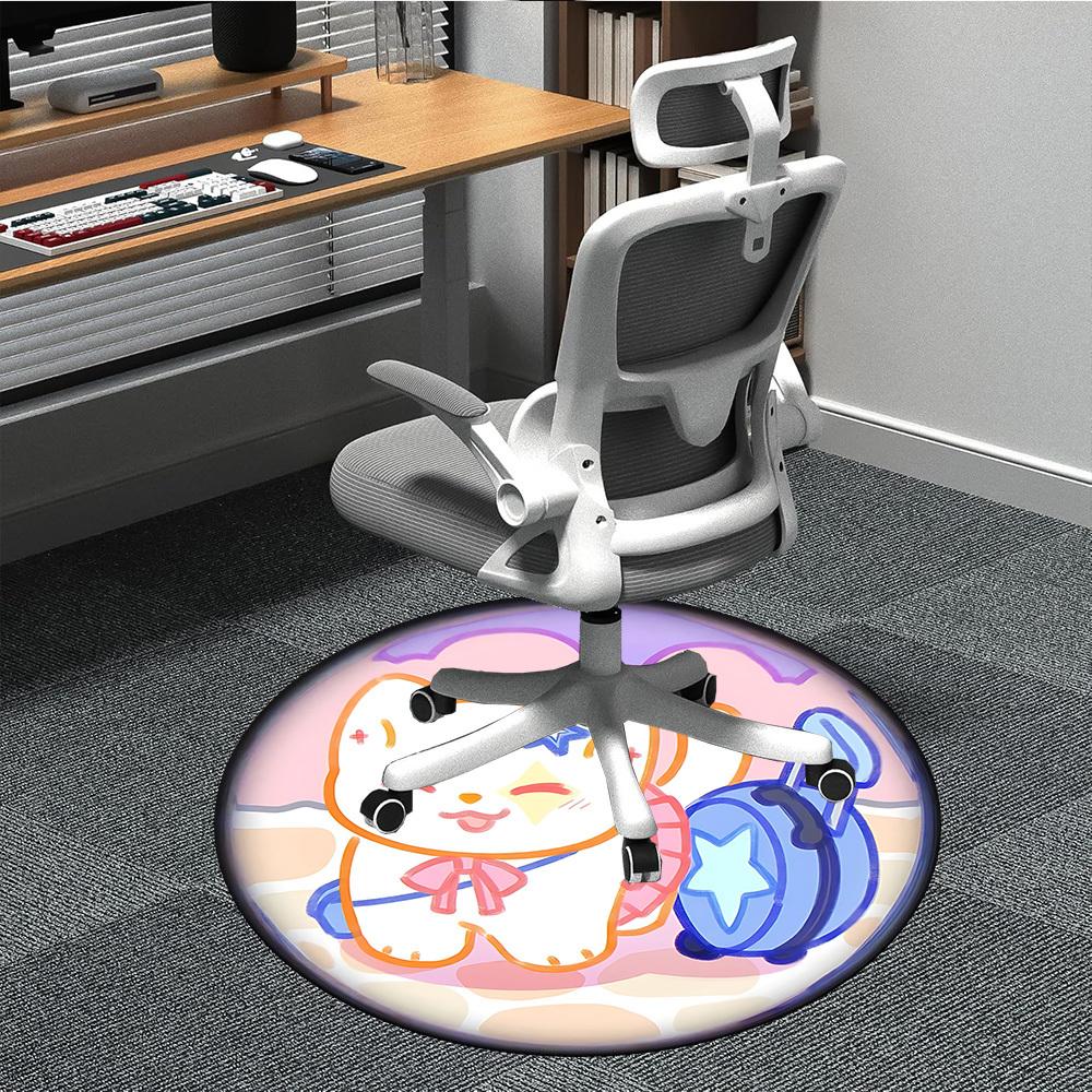 1pc Cat Magnifying Glass Office Round Area Rug, Mat Suitable For Office, Under Office Chairs Bedroom Living Room Home Decor, Room Deco