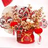 2025 Spring Festival New Year Fortune Bucket: Fu Character Ornament with Artificial Red Fruit and Flowers