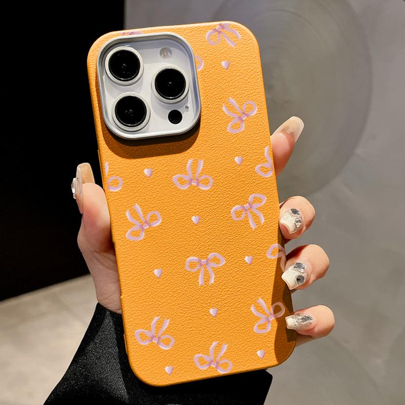 Тонкий кожаный чехол с принтом в виде розового банта и магнитной текстурой для iPhone 16 Pro Max 15 14 Pro 13 12 11 для MagSafe TPU Мягкий противоударный матовый чехол для телефона