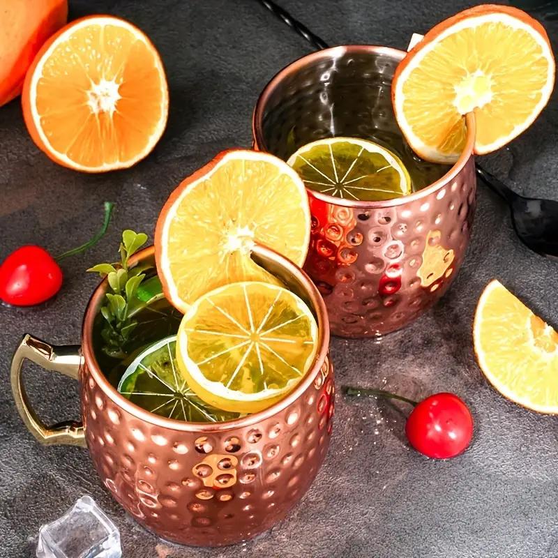 2 шт., новая кружка для коктейля и вина, кружка Moscow Mule из нержавеющей стали, кованая, 500 мл, медная кружка для пива, посуда для бара
