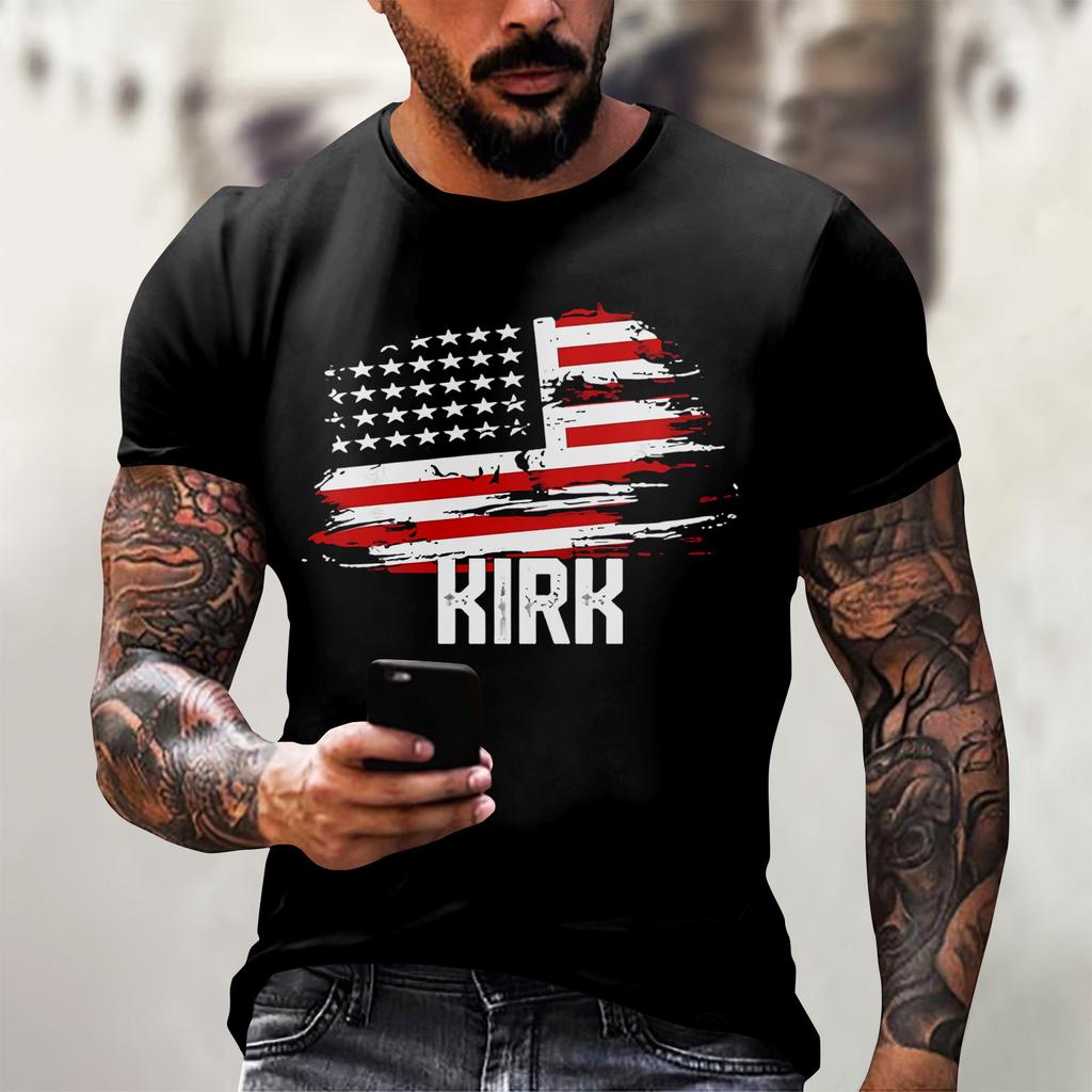 Fashionable Round Neck Short Sleeve Work Clothes Printed Tops For Mens Summer Tops