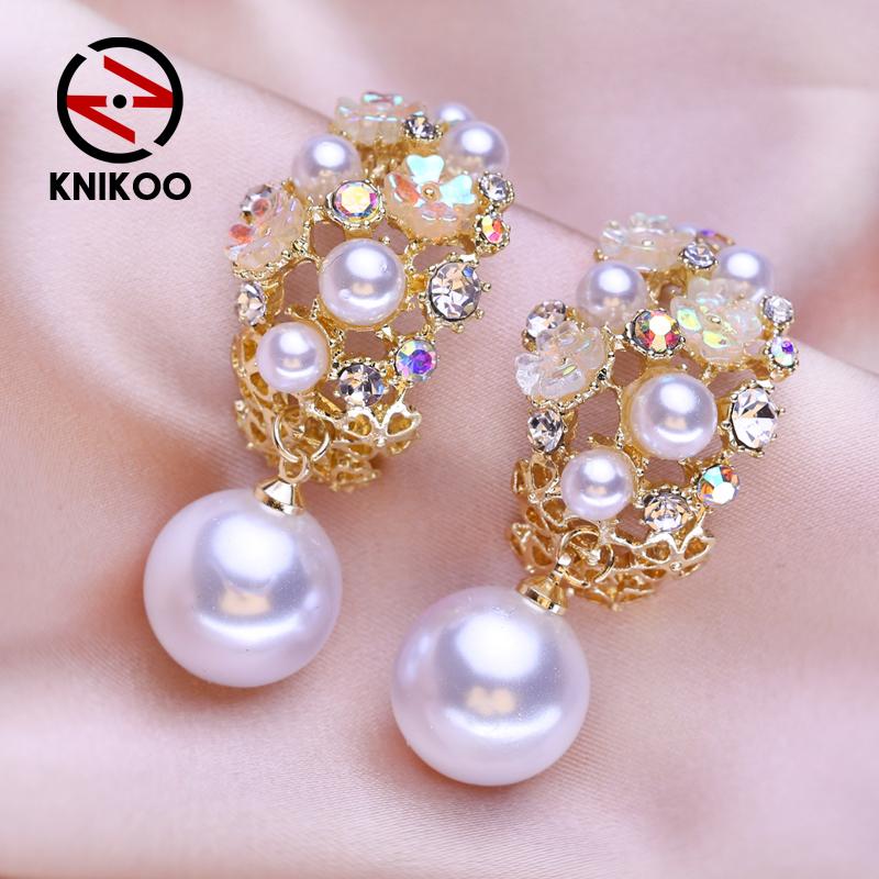KNIKOO Big Earrings For Women Fashion Pearl Earrings Jewerly For Wedding Bride Party Earrings Gifts