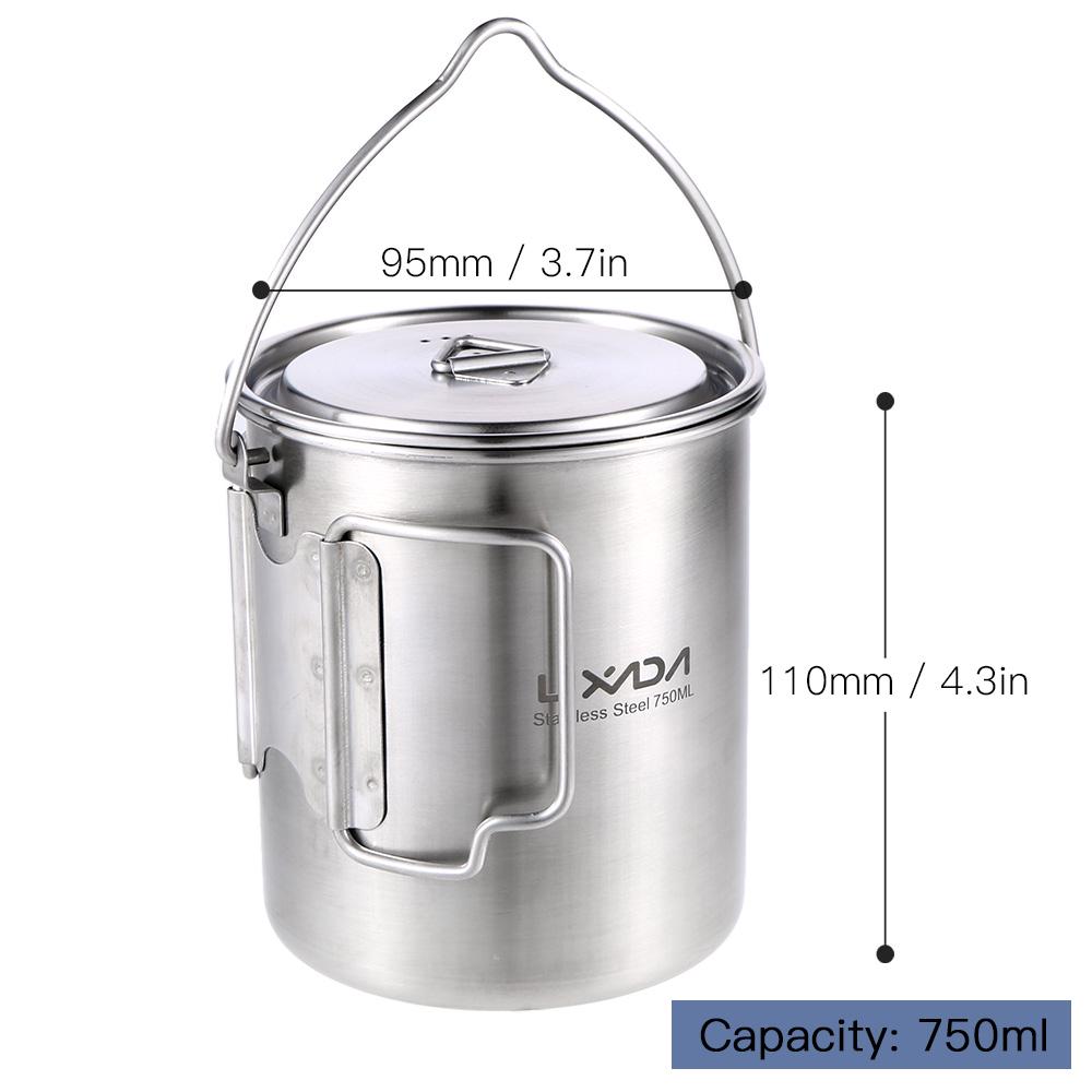Lixada 750ml Pot Portable Water Mug Cup with Lid & Foldable Handle Camping