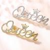 Fashion Rhinestone Queen Letter Brooch Pins for Women Luxury Crown Corsage Party Wedding Gifts Clothing Accessories
