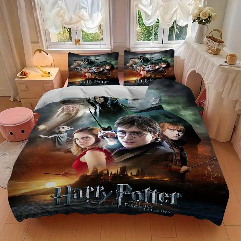 3pcs Harry Potter and the Deathly Hallows Printed Quilt Set - Soft and Comfortable Quilt Cover for Bedroom, Guest Room and Dormitory Decorat