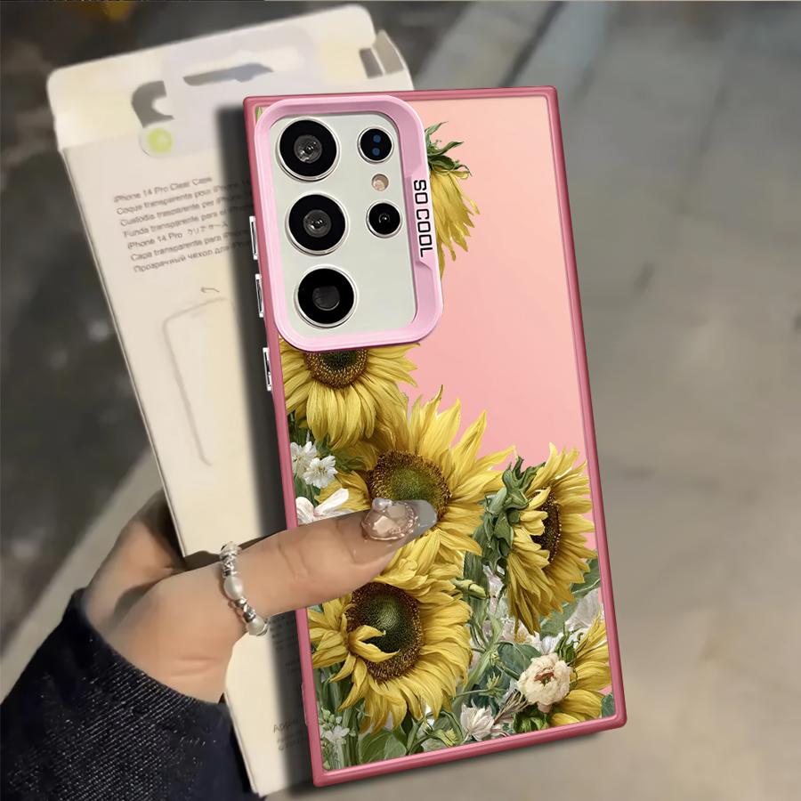 Модный Чехол-Бампер с Рисунком Подсолнуха для Samsung Galaxy S25 S22 S21 S23 Ultra Note 20 Ultra S24 FE S23 S20 Plus S25Edge