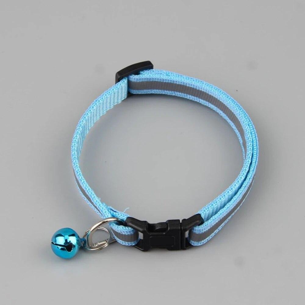 Светоотражающий кошачий ошейник с регулируемой пряжкой, кольцо на шею, ожерелье, колокольчик, товары для домашних животных, безопасный нейлоновый воротник Colla para gatos