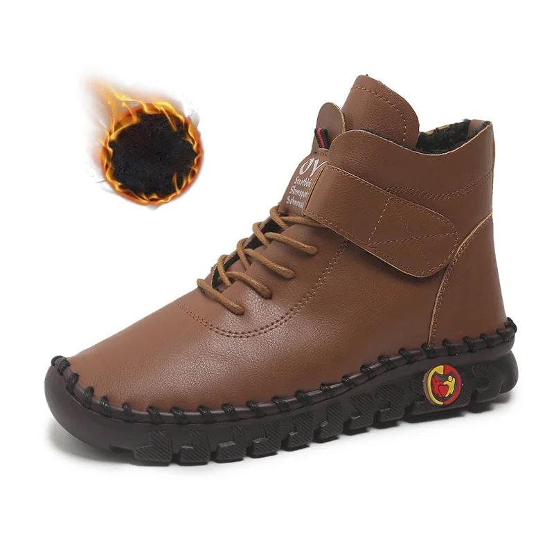 Меховые женские сапоги зимние ботильоны ручная работа нитки мама хлопок обувь для женщин водонепроницаемые короткие зимние сапоги Botas Mujer