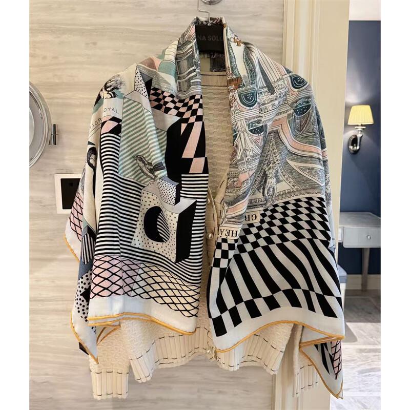 NINA SOLOR Silk Wool Square Scarf