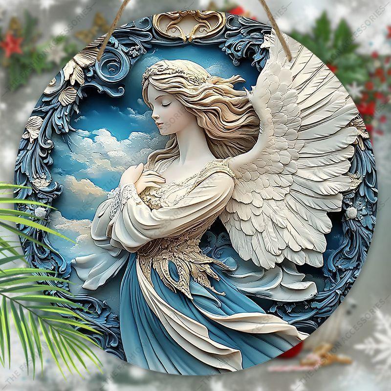 Pendant with Angel Pattern, Decoration of Home Walls or Doors, 2d Flat Wooden, Christmas Decoration, Gifts for Friends and Family