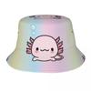 Cute Axolotl Bucket Hats for Unisex Women Printed Kawaii Animal Relaxolotl Summer Beach Sun Kawaii Animal Relaxolotl Fisherman Cap