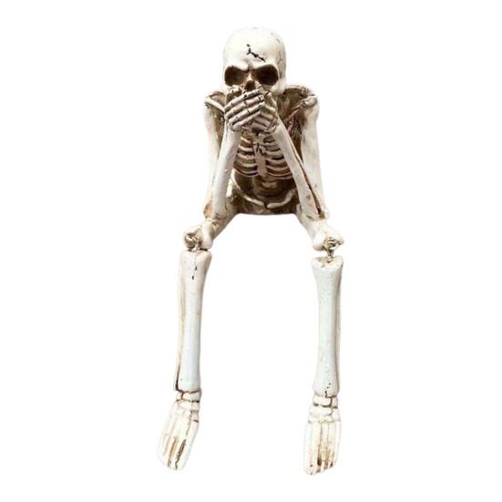 Украшения в виде скелета на Хэллоуин, сидящие фигурки черепов из смолы, подвижные суставы, статуэтки из костей скелета, реалистичное украшение для дома, книжной полки, стола