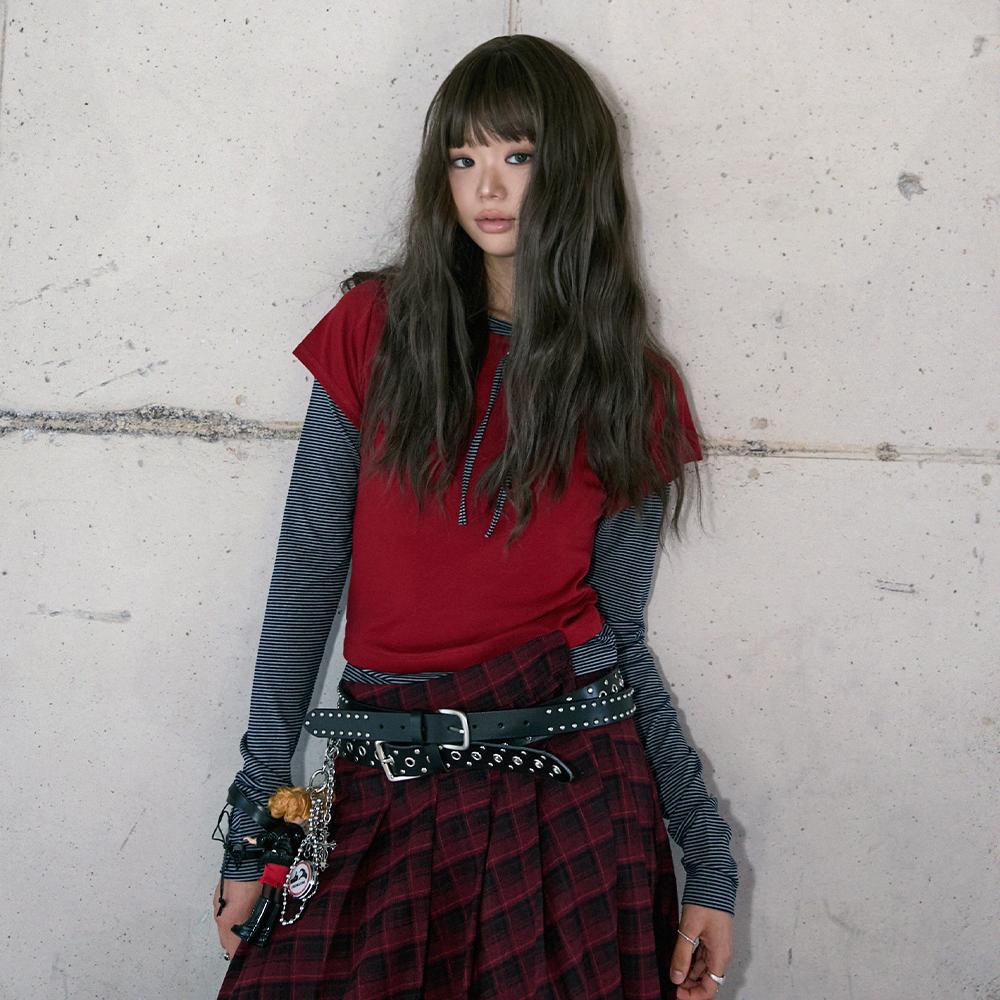 LALAFOX Slim Layered T-Shirt Red T-Shirt Br4Cl014