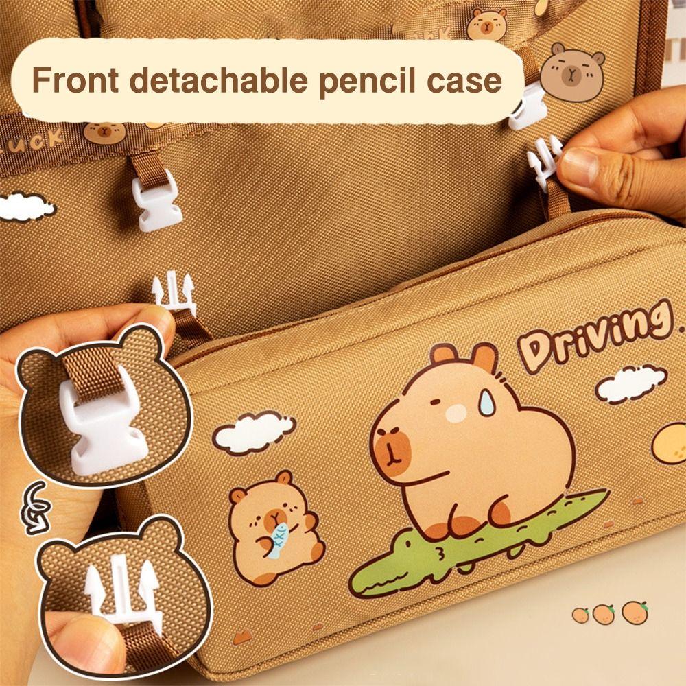 Capybara/Panda Tote School Bag Six-Layer Handbag Cartoon File Bag School Office