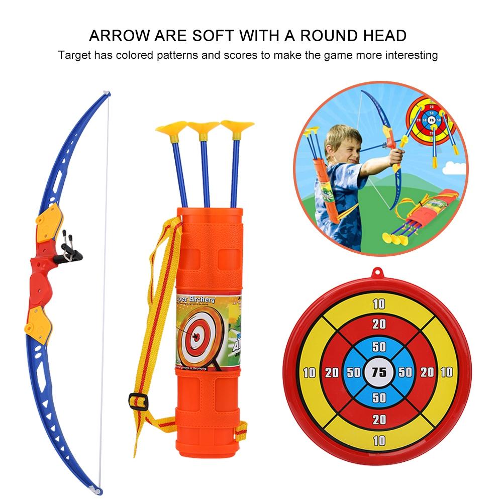 Children Toy Archery Set Plastic Bow Soft Arrows with Score Target Kids Toys