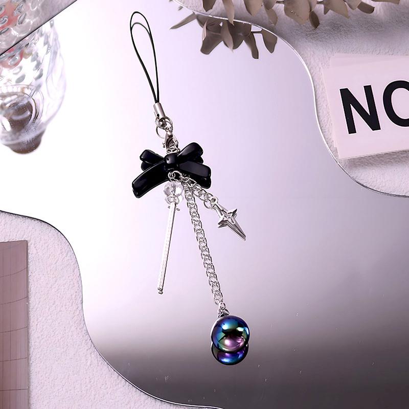 Y2K Bowknot Phone Chain Sweet Cool Cross Подвеска для шприца Чехол для наушников Подвесная веревка Анти-потеряющийся шнурок Сумка Декор
