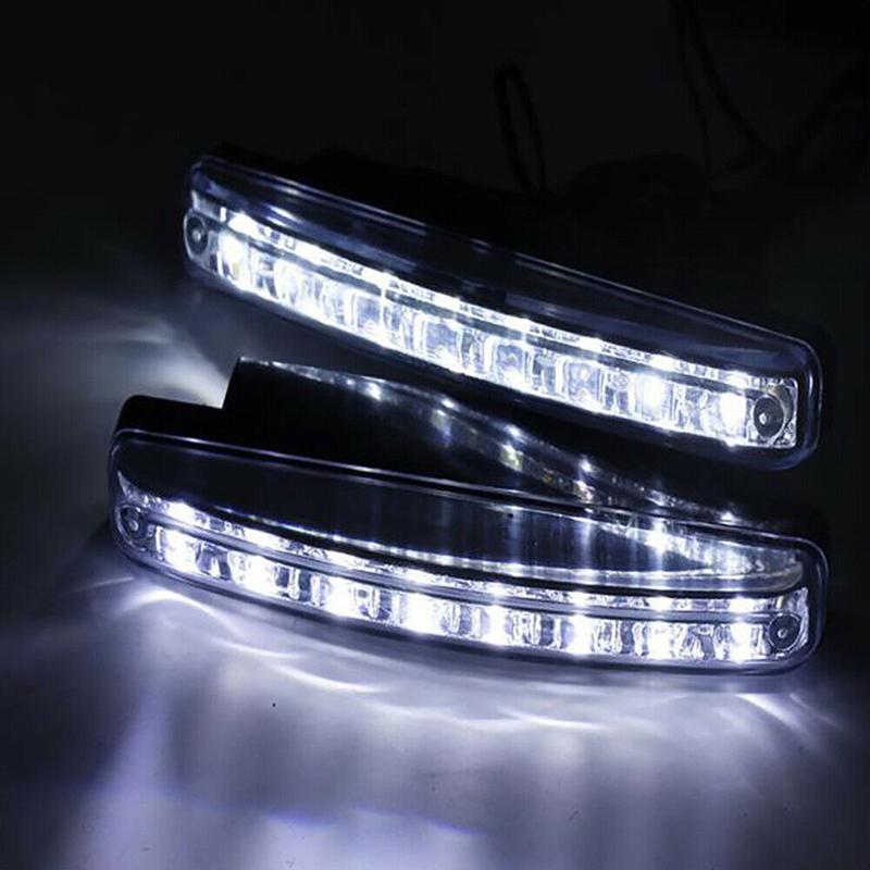 2X Автомобильные 8 светодиодных противотуманных фар Drl для вождения, дневные ходовые огни, белые