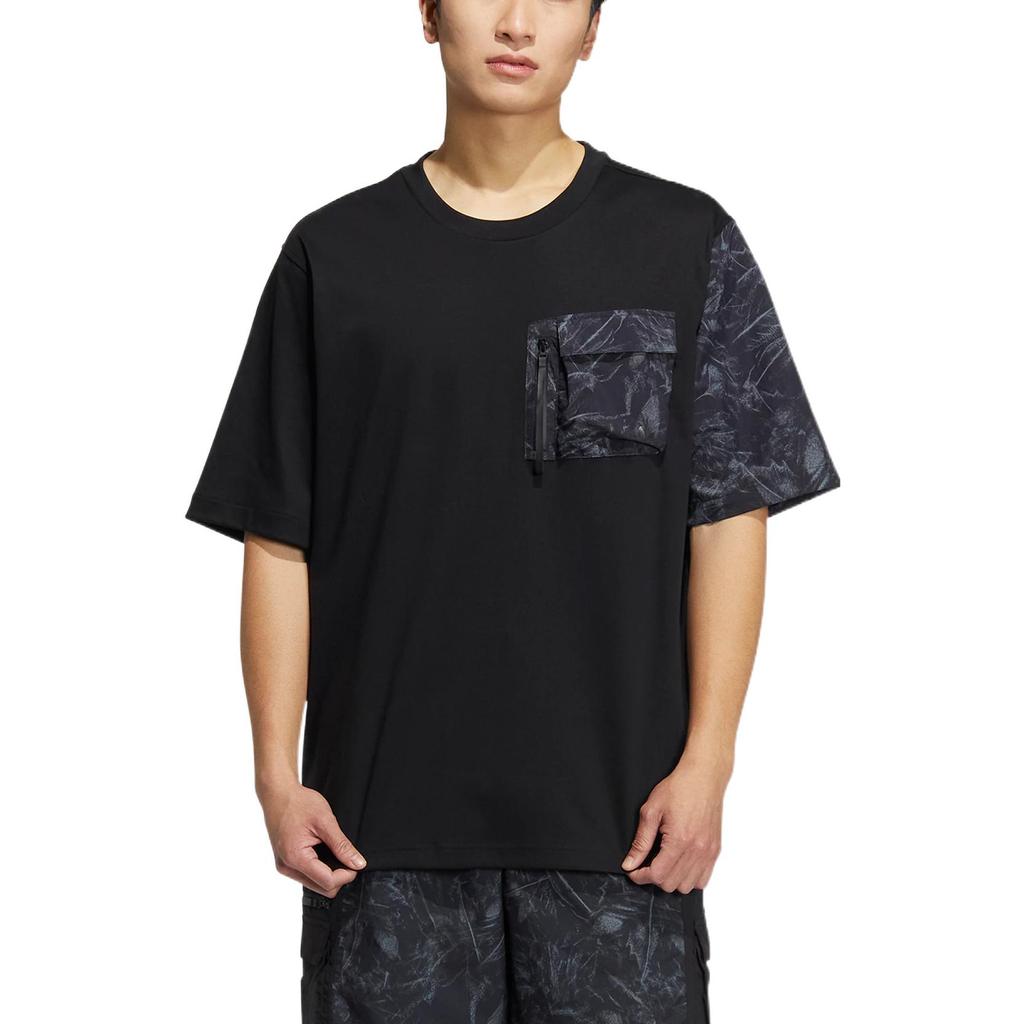 adidas Оригинальная футболка Trefoil Im Tee Ss с карманом на молнии и круглым вырезом, мужские топы, черные HS9462