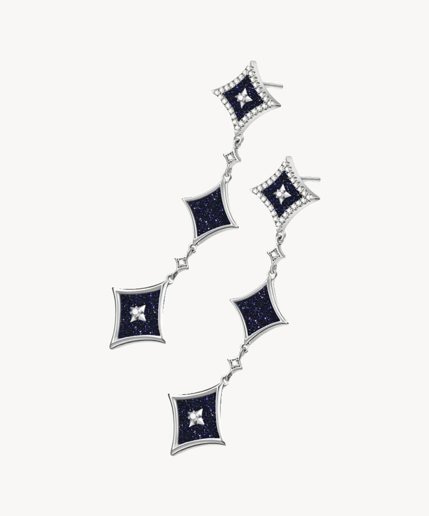Lola Rose Starry Blue Sandstone Chain Silver Earrings