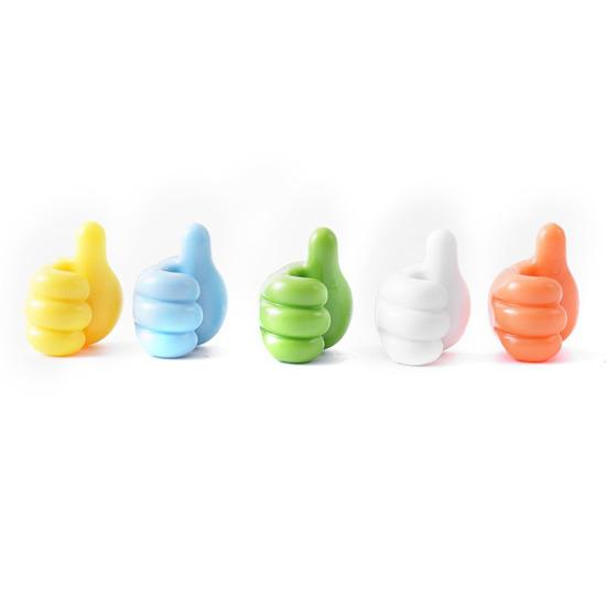 10Pcs Colorful Silicone Thumb Wall Hooks Strong Adhesion Cable Clip Rust-proof Key Hangers Desktop Storage Hook