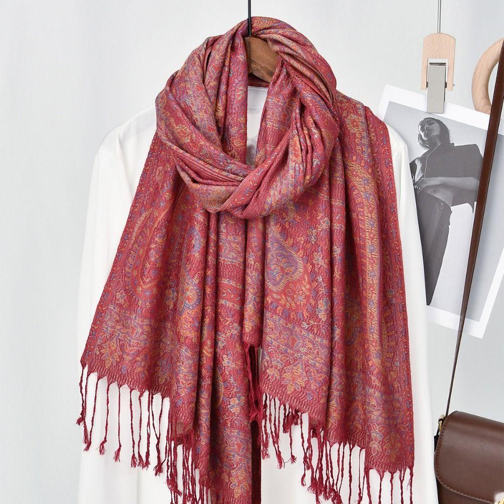 Long Ethnic Style Scarf Printed Cashew Headscarf Luxury Islamic Turban Women