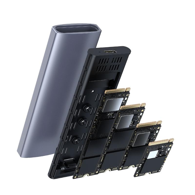 Металлический корпус-бокс для HDD USB 3.2 Type C, безвинтовая установка, совместимость с несколькими платформами, для дисков 2230-2280