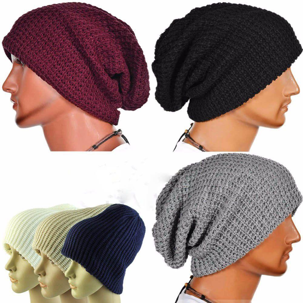 Men Soft Outdoor Knitted Caps Wool Knitted Warm Beanie Hat Ski Cap
