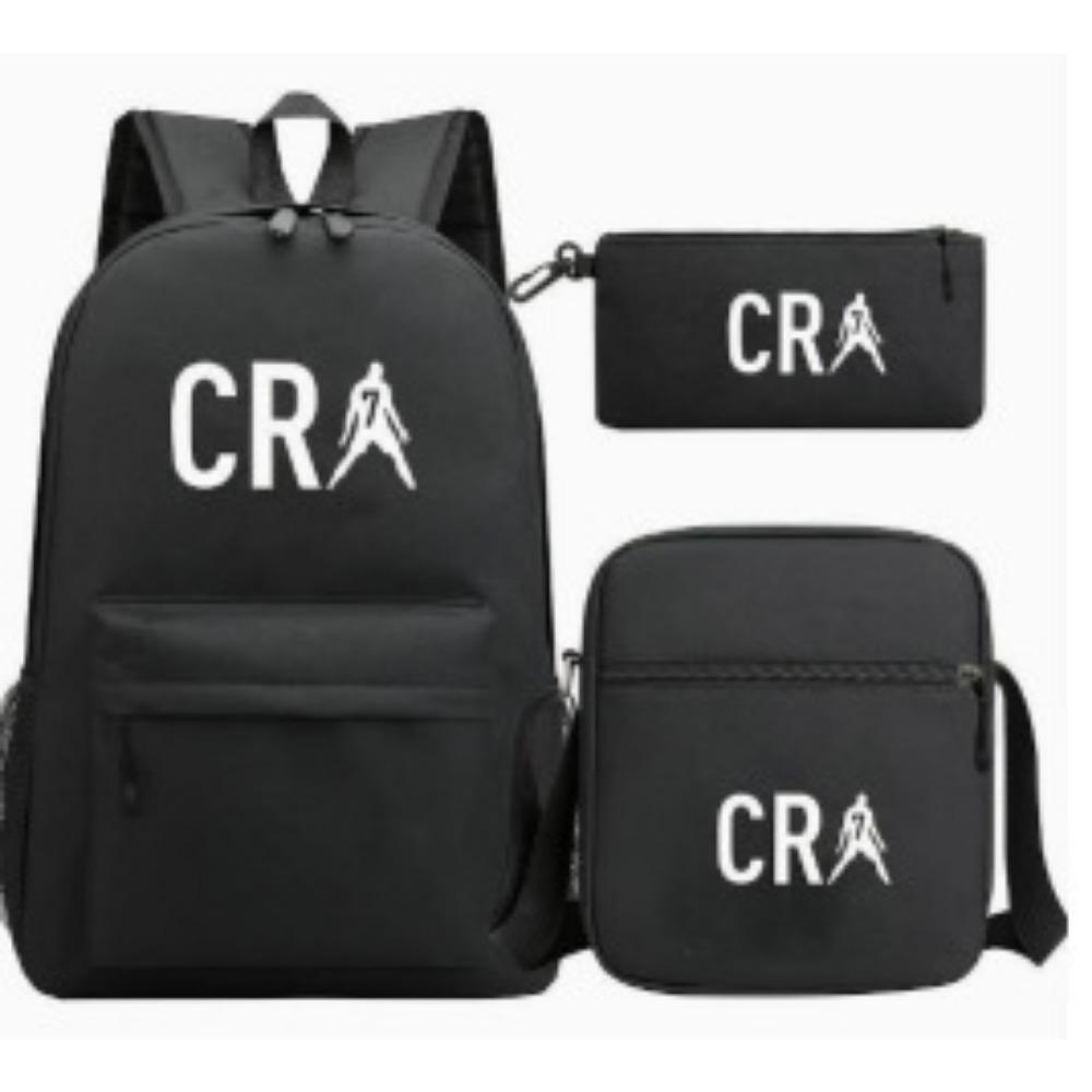 CR7C Рюкзак Luo Спортивная периферия Рюкзак с принтом Детский студенческий школьный рюкзак Наплечная сумка Пенал Набор из трех предметов