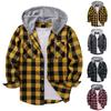 Men's Plaid Shirt Hooded Button Sweatshirt Men's Casual Fashion Sweatshirt
