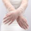 Fashion Long Sheer Tulle Gloves Ultra Thin Stretchy Full Finger Mittens Mesh Elbow Wedding Bride Gloves Drive Sunscreen Mittens